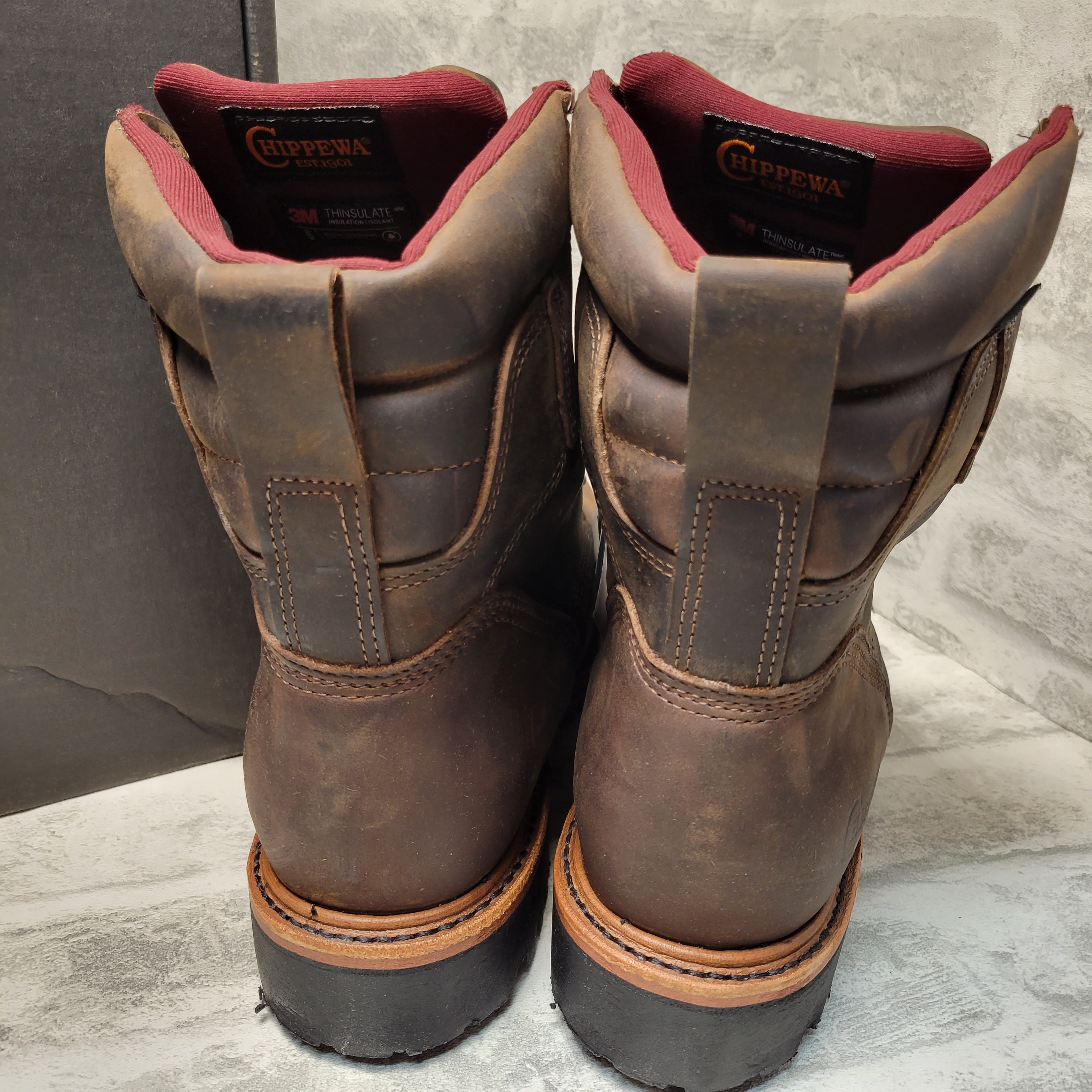 Chippewa Men's 8" Waterproof Insulated Steel Toe Work Boot, Brown 10E *READ* (7877177508078)